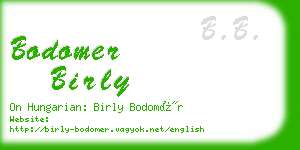bodomer birly business card